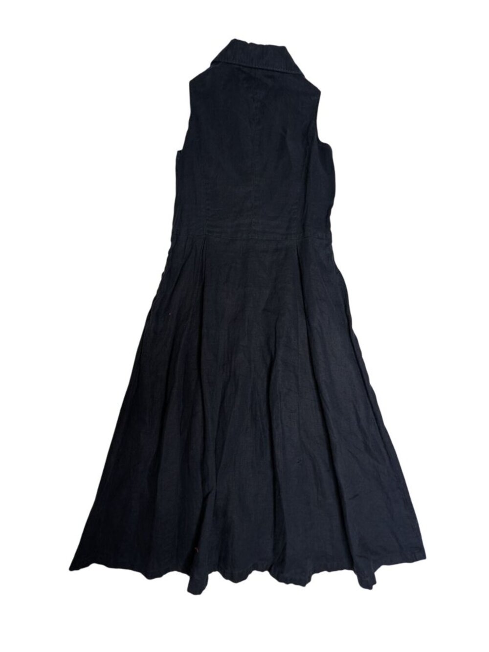 Tommy Hilfiger Linen Womens Navy Sleeveless Midi Dress Button Front & Collar Siz - Picture 3 of 14